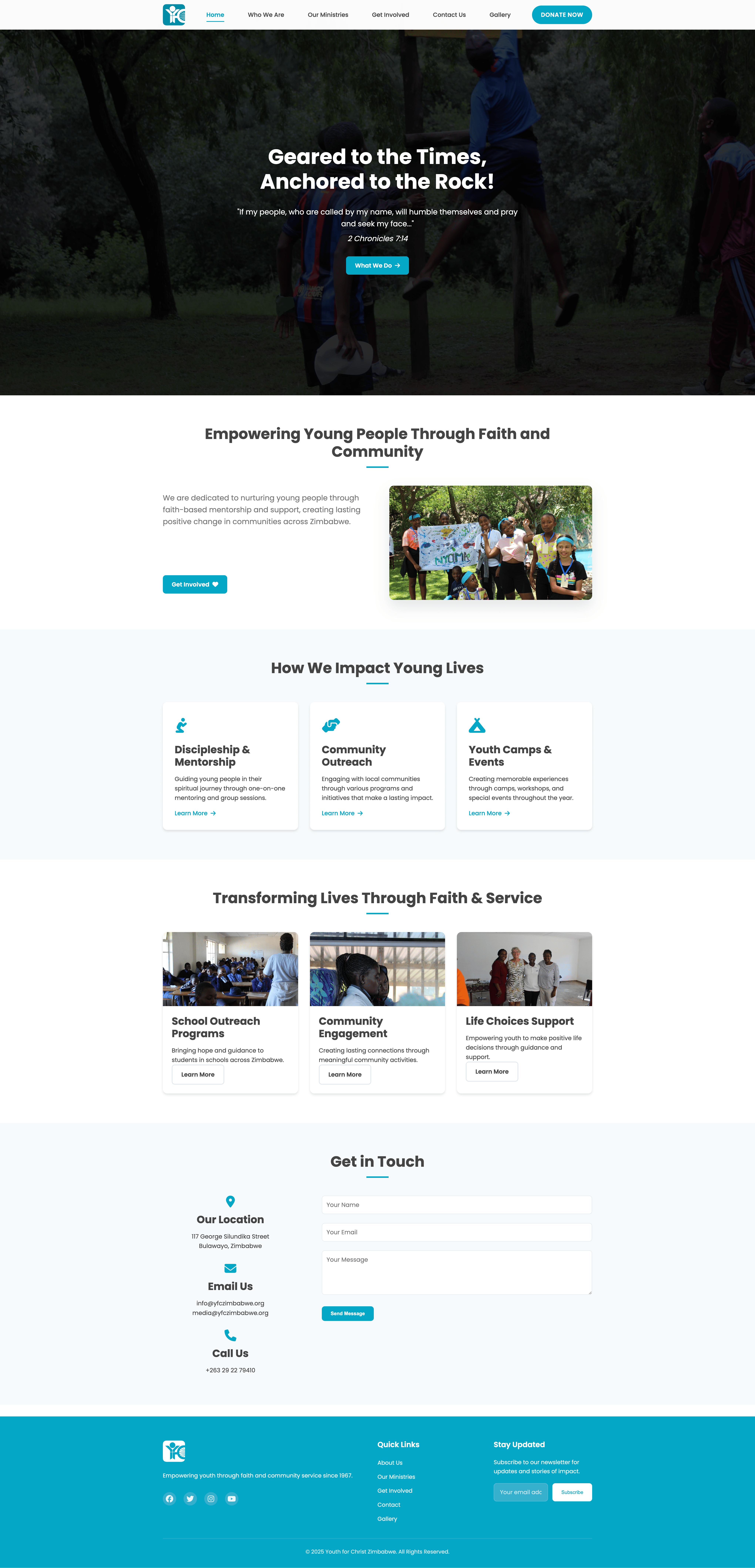 YFC Zimbabwe Homepage After - Modern, responsive design with improved user engagement